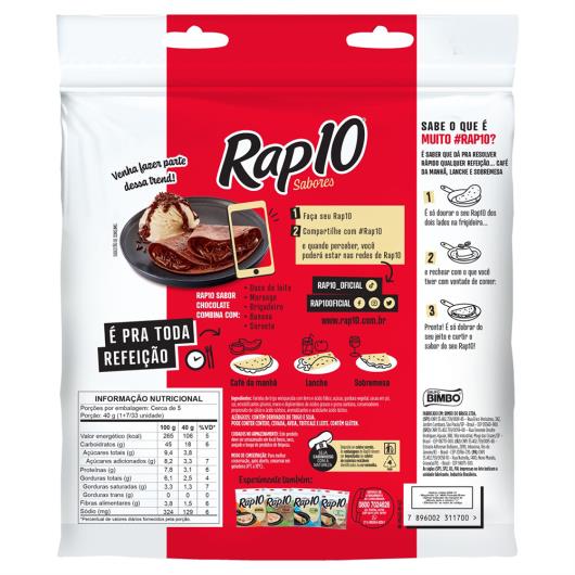 Pão Tortilha Chocolate Rap10 Sabores Pouch 198g - Imagem em destaque