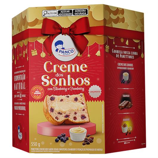 Panettone Recheio Creme dos Sonhos com Blueberry e Cranberry Panco Caixa 550g - Imagem em destaque