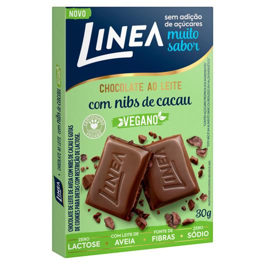 Chocolate Vegano ao Leite com Nibs de Cacau Linea Caixa 30g - Imagem em destaque