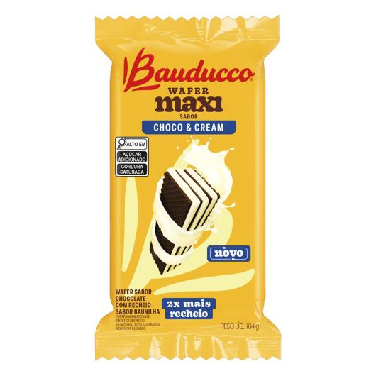 Biscoito Wafer Recheio Choco & Cream Bauducco Maxi Pacote 104g - Imagem em destaque
