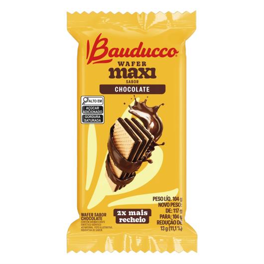 Biscoito Wafer Recheio Chocolate Bauducco Maxi Pacote 104g - Imagem em destaque