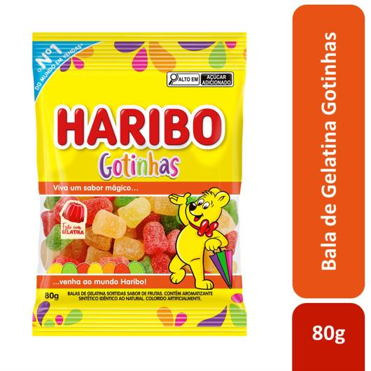 Bala de Gelatina Frutas Gotinhas Haribo Pacote 80g - Imagem em destaque