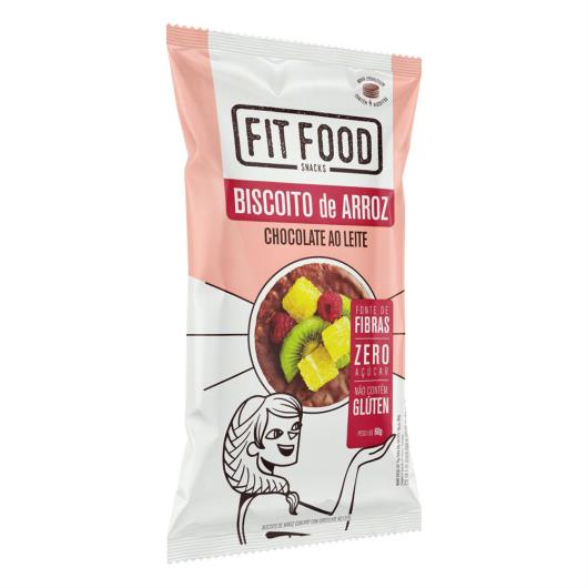 Biscoito de Arroz Cobertura Chocolate ao Leite Zero Açúcar Fit Food Pacote 60g - Imagem em destaque