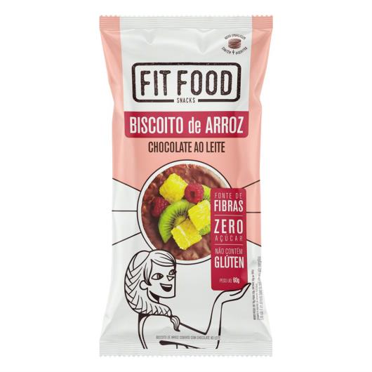 Biscoito de Arroz Cobertura Chocolate ao Leite Zero Açúcar Fit Food Pacote 60g - Imagem em destaque