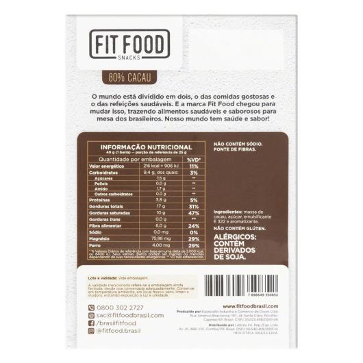 Chocolate 80% Cacau Fit Food Caixa 40g - Imagem em destaque