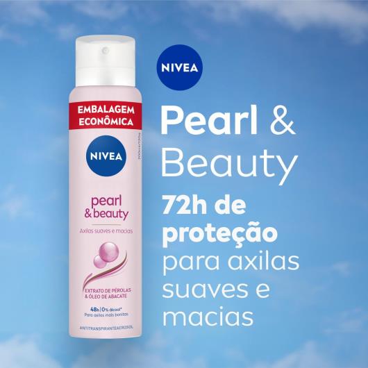 Antitranspirante Aerossol Extrato de Pérolas & Óleo de Abacate Nivea Pearl & Beauty 200ml Spray Embalagem Econômica - Imagem em destaque