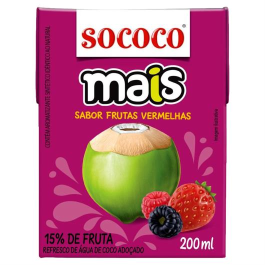 Água de Coco Frutas Vermelhas Sococo Mais Caixa 200ml - Imagem em destaque