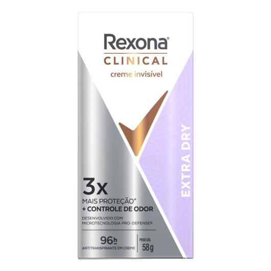 Antitranspirante creme extra dry Rexona Clinical 58g - Imagem em destaque