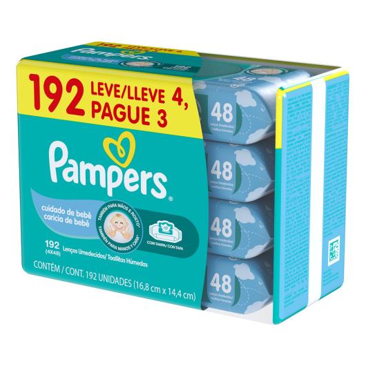 Pack Lenço Umedecido Cuidado de Bebê Pampers Pacote Leve 4 Pague 3 Unidades - Imagem em destaque