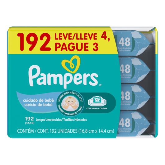 Pack Lenço Umedecido Cuidado de Bebê Pampers Pacote Leve 4 Pague 3 Unidades - Imagem em destaque