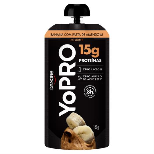 Iogurte Desnatado Banana com Pasta de Amendoim Zero Lactose Yopro Squeeze 160g - Imagem em destaque