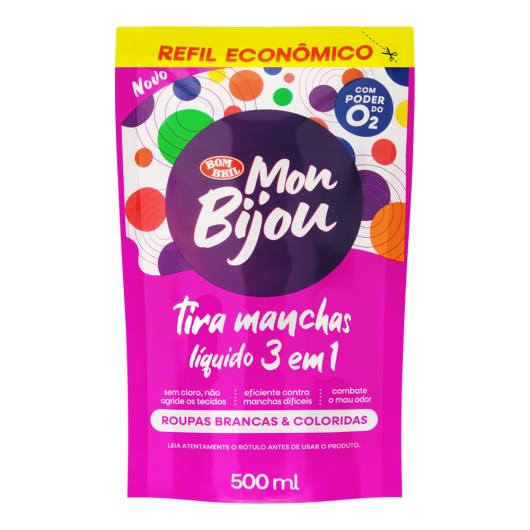 Tira-Manchas Liquido Roupas Brancas e Coloridas Mon Bijou Sachê 500ml Refil Econômico - Imagem em destaque