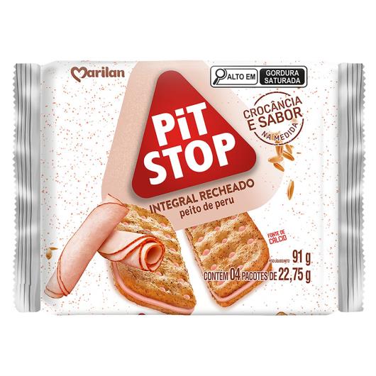 Pack Biscoito Integral Recheio Peito de Peru Marilan Pit Stop Pacote 91g 4 Unidades - Imagem em destaque