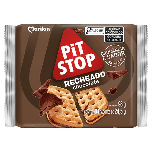 Pack Biscoito Recheio Chocolate Marilan Pit Stop Pacote 98g 4 Unidades - Imagem em destaque