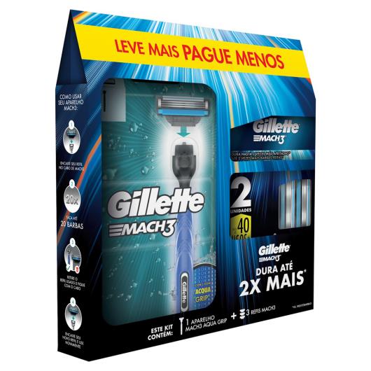 Kit 1 Aparelho Recarregável + 3 Cargas para Barbear Gillette Mach3 Leve Mais Pague Menos - Imagem em destaque
