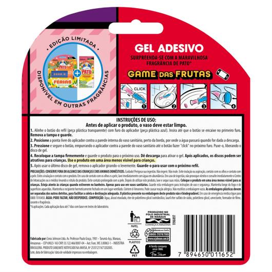 Detergente Sanitário Gel Adesivo com Aplicador Game das Frutas Pato 38g Refil - Imagem em destaque