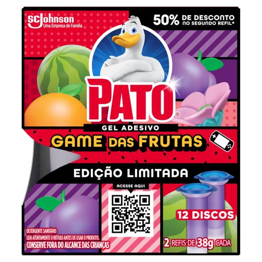 Detergente Sanitário Gel Adesivo Game das Frutas Pato 2 Unidades 38g Cada Grátis 50% de Desconto no Segundo Refil - Imagem em destaque