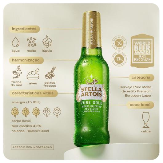 Cerveja Stella Artois Pure Gold Sem Glúten Long Neck 330ml - Imagem em destaque