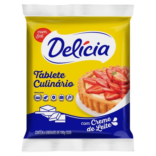 Margarina com Sal e Creme de Leite Delícia Tablete Culinário Pacote 4 Unidades de 100g Cada - Imagem em destaque