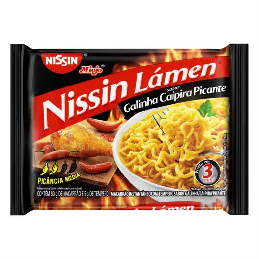 Macarrão Instantâneo Lámen Galinha Caipira Picante Nissin Miojo Pacote 85g - Imagem em destaque