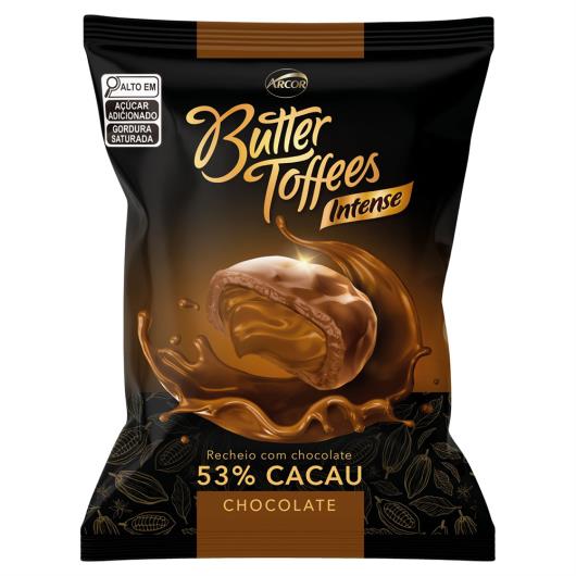 Bala Chocolate Recheio Chocolate 53% Cacau Butter Toffees Intense Pacote 90g - Imagem em destaque