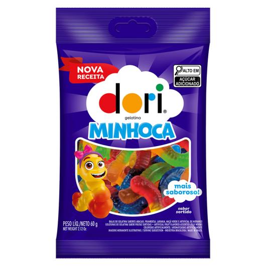 Bala de Gelatina Minhoca Frutas Sortidas Dori Pacote 60g - Imagem em destaque