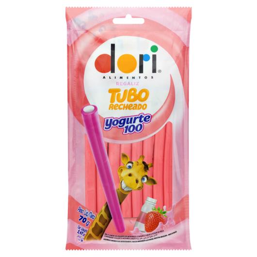 Bala Regaliz Iogurte de Morango Tubo Dori Yogurte100 Pacote 70g - Imagem em destaque