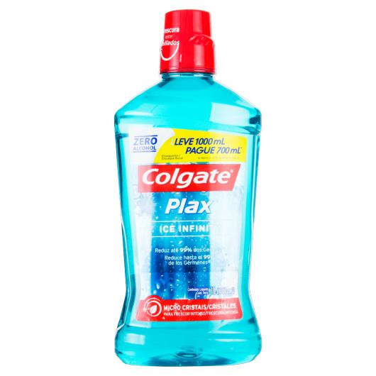 Enxaguante Bucal Zero Álcool Ice Infinity Colgate Plax Frasco Leve 1000ml Pague 700ml - Imagem em destaque