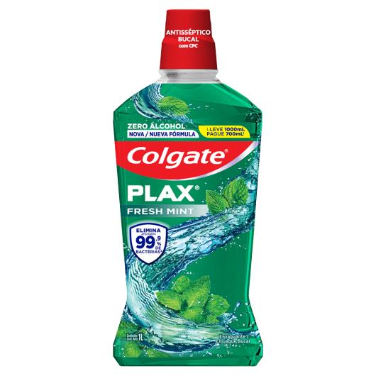 Enxaguante Bucal Antisséptico Zero Álcool Fresh Mint Colgate Plax Frasco Leve 1000ml Pague 700ml - Imagem em destaque