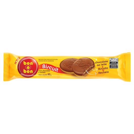 Biscoito Chocolate ao Leite Recheio Amendoim Bon o Bon Biscuit Pacote 95g - Imagem em destaque