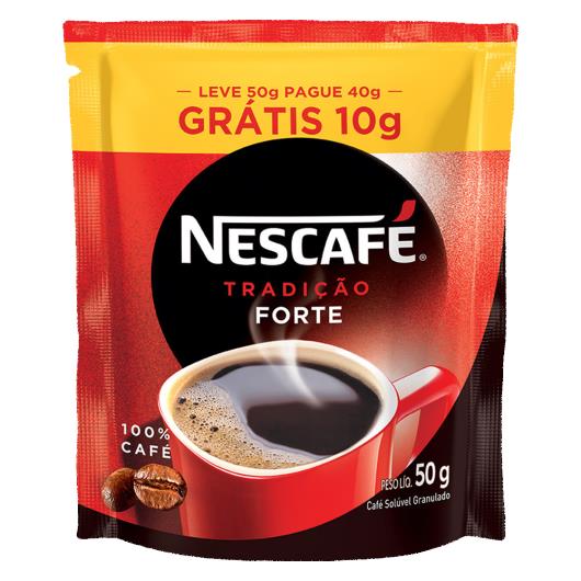 Café Solúvel Granulado Forte Nescafé Tradição Sachê Leve 50g Pague 40g - Imagem em destaque