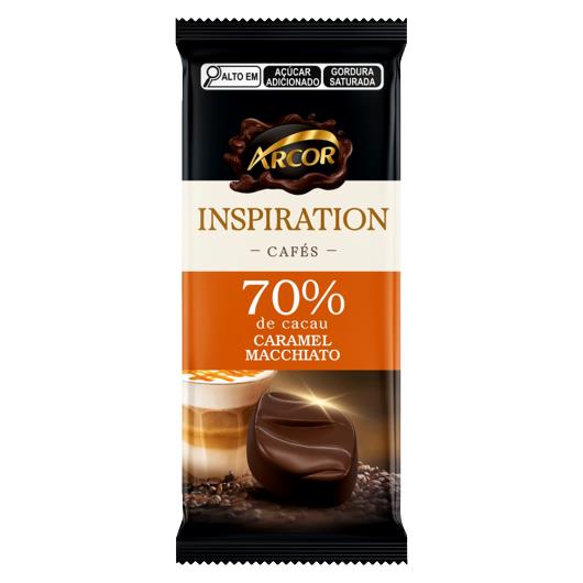 Chocolate Amargo 70% Cacau Caramel Macchiato Arcor Inspiration Cafés Pacote 80g - Imagem em destaque