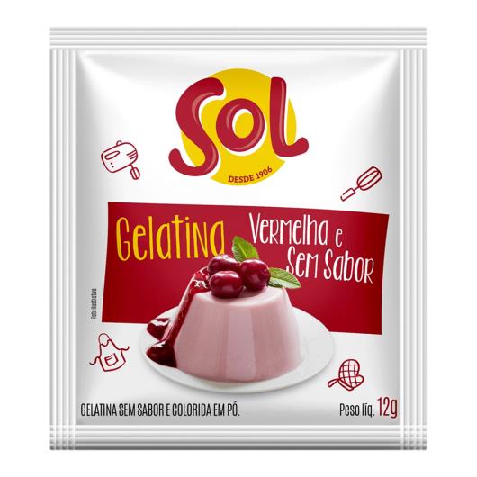 Gelatina Pó Vermelha sem Sabor Sol Pacote 12g - Imagem em destaque