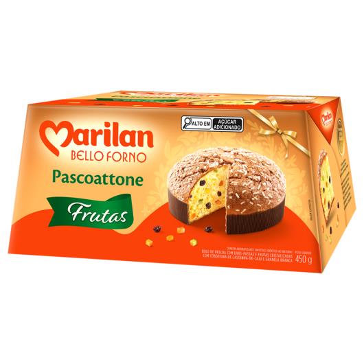 Bolo de Páscoa com Frutas Cristalizadas e Uvas-Passas Cobertura Castanha-de-Caju e Granela Branca Marilan Bello Forno Pascoattone Caixa 450g - Imagem em destaque