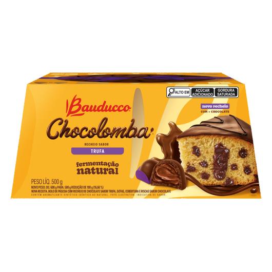 Bolo de Páscoa com Gotas de Chocolate Recheio Trufa Cobertura Chocolate Bauducco Chocolomba Caixa 500g - Imagem em destaque