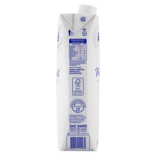 Leite UHT Integral Itambé Natural Milk Caixa com Tampa 1l - Imagem em destaque