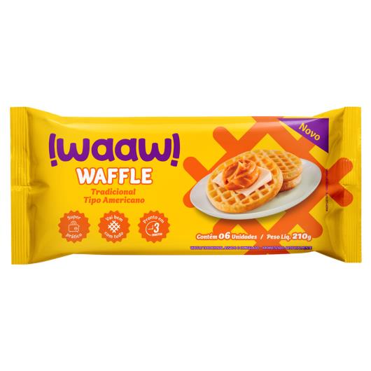 Waffle Congelado Tradicional !Waaw! Tipo Americano Pacote 210g 6 Unidades - Imagem em destaque