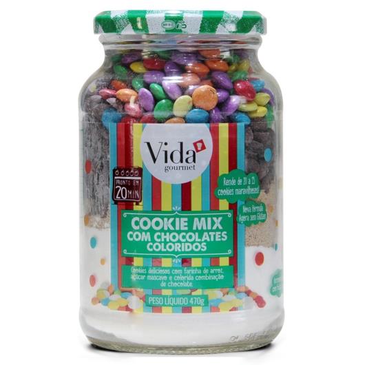 Mistura pronta para cookie com confeitos colorios Vida Gourmet Vidro - 470g - Imagem em destaque