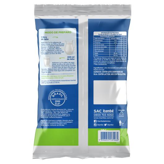 Leite Pó Instantâneo Desnatado Itambé Pacote 200g - Imagem em destaque
