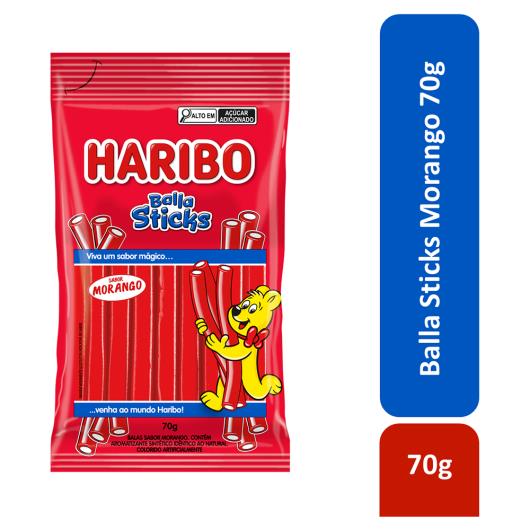 Bala Morango Haribo Balla Sticks Pacote 70g - Imagem em destaque