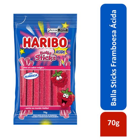 Bala Framboesa Ácida Haribo Balla Sticks Pacote 70g - Imagem em destaque