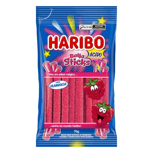 Bala Framboesa Ácida Haribo Balla Sticks Pacote 70g - Imagem em destaque