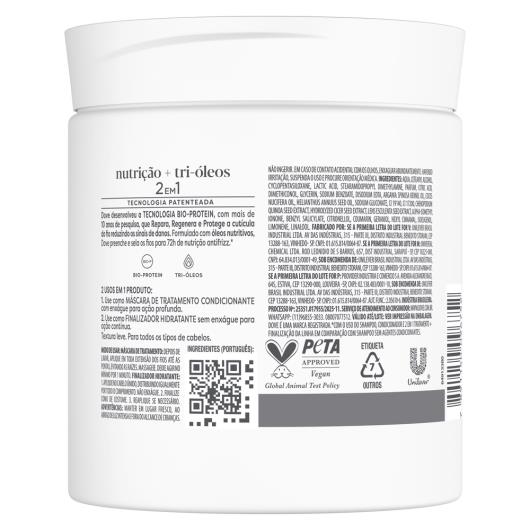 Máscara de Tratamento + Finalizador 2 em 1 DOVE Nutrição + Fusão de Óleos 500 g - Imagem em destaque