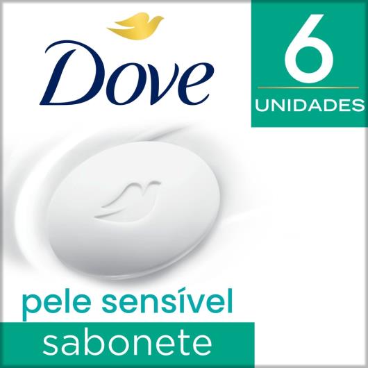Pack Sabonete em Barra Pele Sensível Dove 6 Unidades 90g Cada Leve Mais Pague Menos - Imagem em destaque