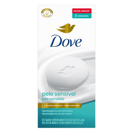 Pack Sabonete Barra Dove Pele Sensível Envoltório 6 Unidades 90g Cada Pague Menos - Imagem em destaque