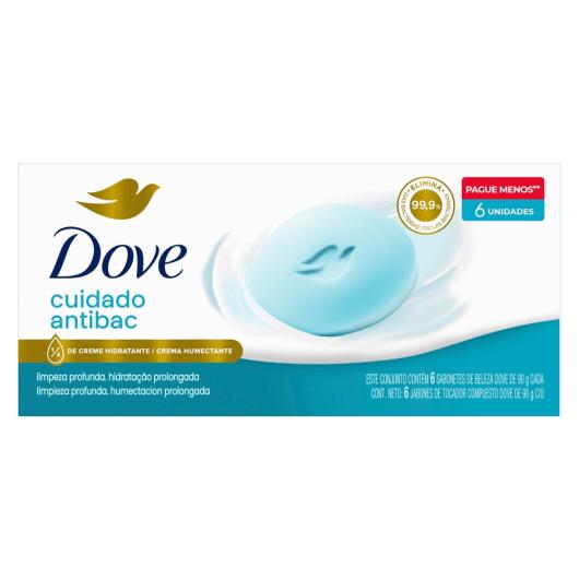 Pack Sabonete Barra Cuidado Antibac Dove Envoltório 6 Unidades 90g Cada Pague Menos - Imagem em destaque