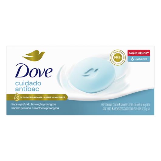 Pack Sabonete Barra Cuidado Antibac Dove Envoltório 6 Unidades 90g Cada Pague Menos - Imagem em destaque