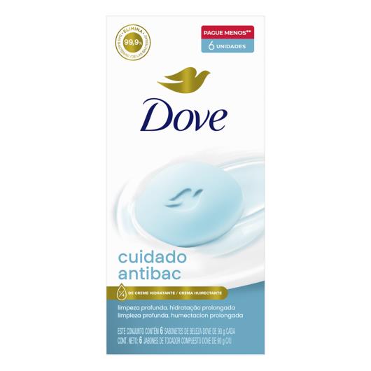 Pack Sabonete Barra Cuidado Antibac Dove Envoltório 6 Unidades 90g Cada Pague Menos - Imagem em destaque