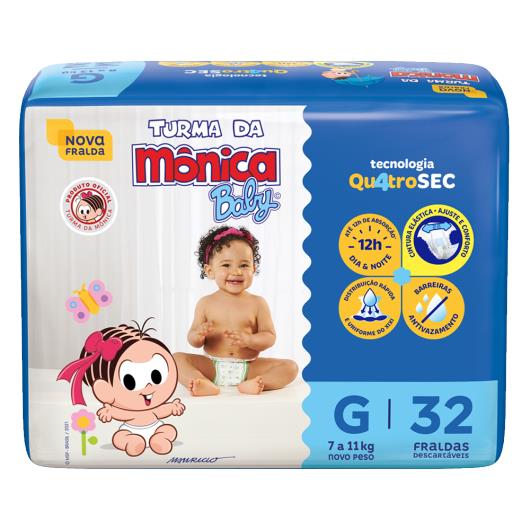 Fralda Descartável Turma da Mônica Baby G Pacote 32 Unidades - Imagem em destaque