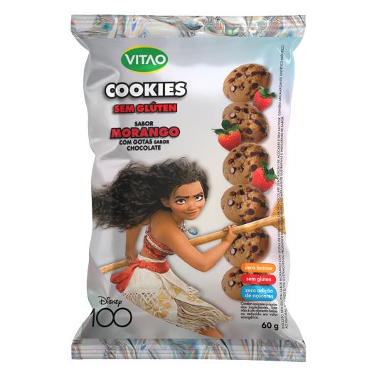 Biscoito Cookie Vegano Morango com Gotas de Chocolate sem Glúten Moana Vitao Pacote 60g - Imagem em destaque